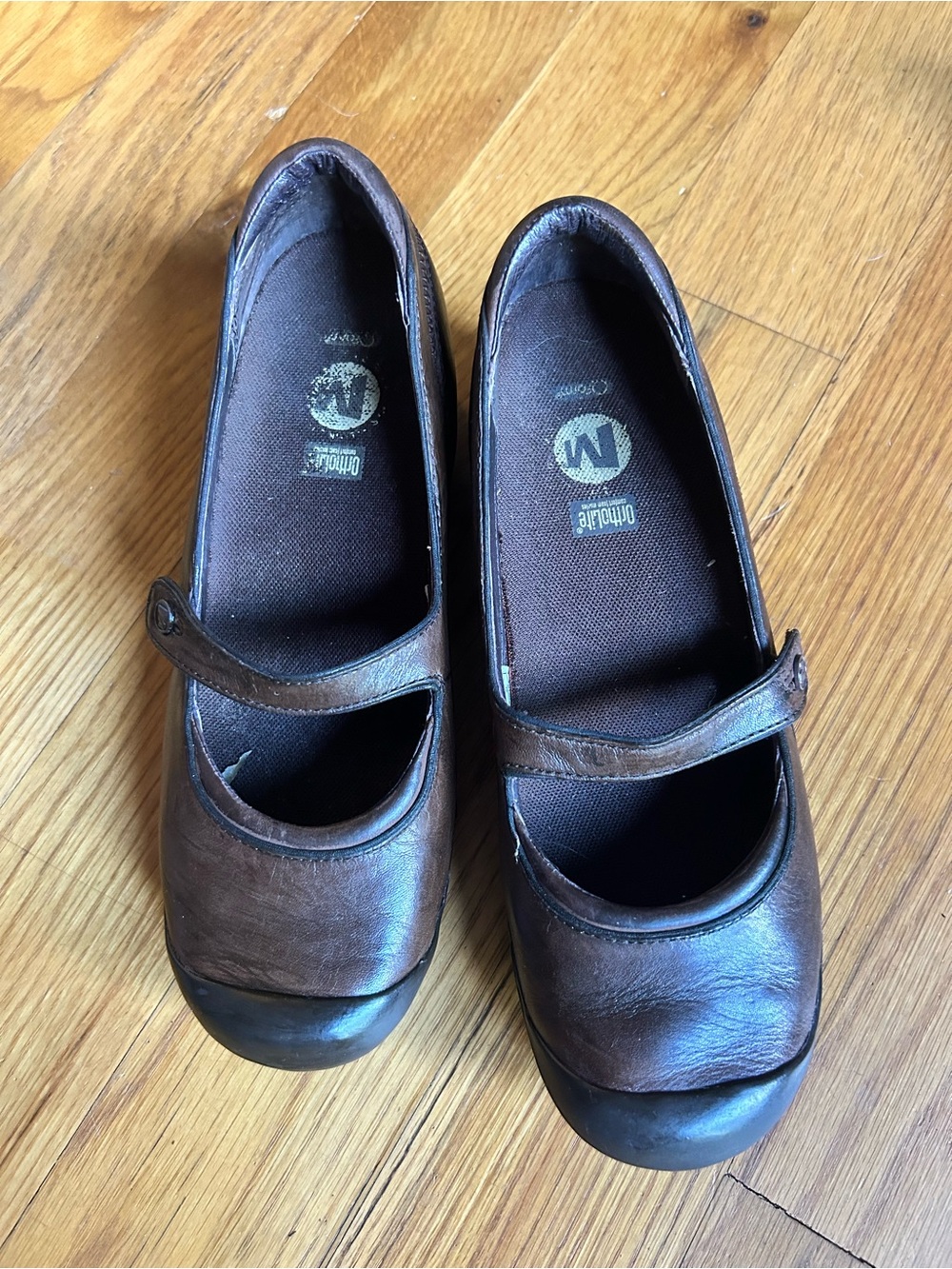 Merrel Mary Jane Plaza Flaunt Chesnut Brown Leather Ortholite Cushioning Sz 7.5